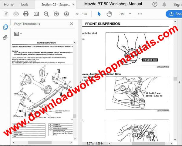 Mazda bt50 workshop manual